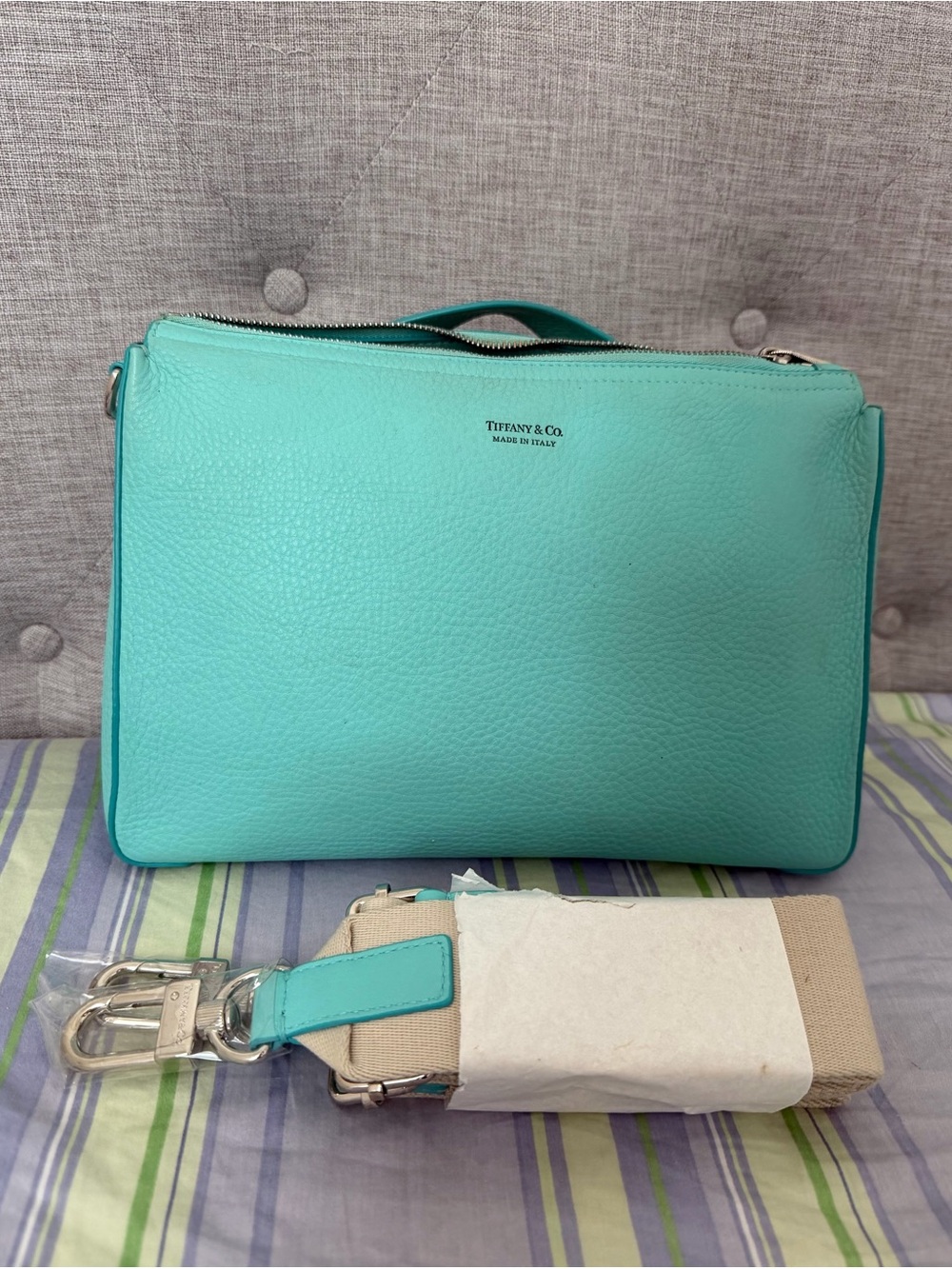 Tiffany & Co. Tiffany blue Leather crossbody Bag with Dust Bag & Strap